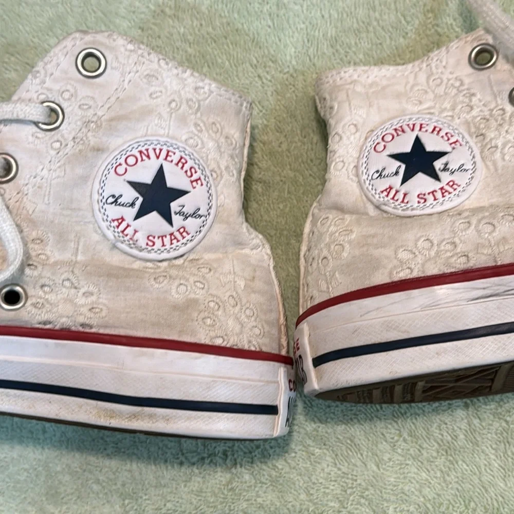Converse Chuck Taylor All Star White Eyelet High Top Lace Up Sneakers 4